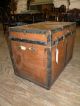 Antique Flat Top Steamer Travelers Trunk Luggage Canvas Chest Unknown photo 1