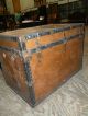 Antique Flat Top Steamer Travelers Trunk Luggage Canvas Chest Unknown photo 3