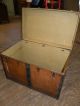 Antique Flat Top Steamer Travelers Trunk Luggage Canvas Chest Unknown photo 6
