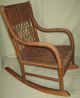 Antique Childs Youth Rocker Woven Seat Back Wood Frame Wrapped Finish 1900-1950 photo 1