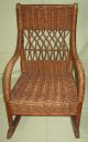 Antique Childs Youth Rocker Woven Seat Back Wood Frame Wrapped Finish 1900-1950 photo 5