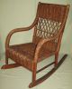 Antique Childs Youth Rocker Woven Seat Back Wood Frame Wrapped Finish 1900-1950 photo 6