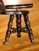 Antique Victorian Piano Stool Bench Swivel Back,  Claw Foot Feet Black 26 