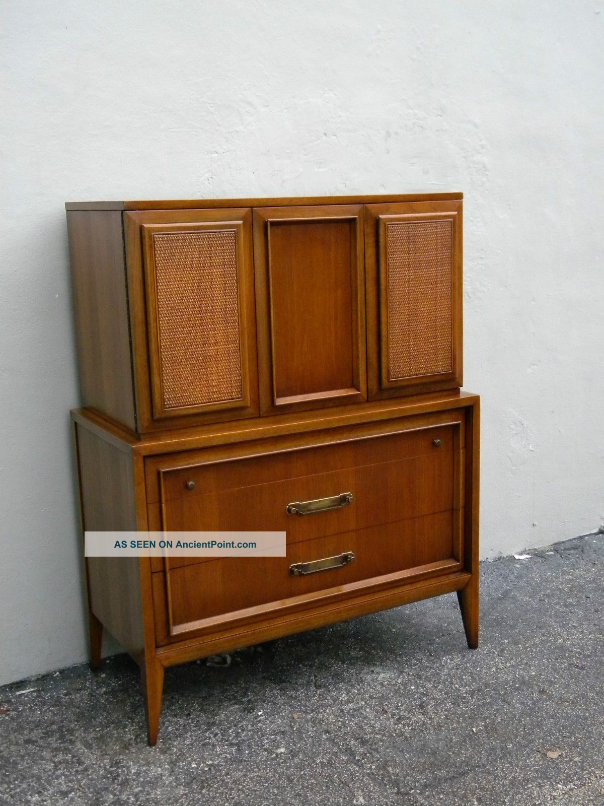 Mid - Century Chest / Armoire With Caning By Century 2311 Post-1950 photo