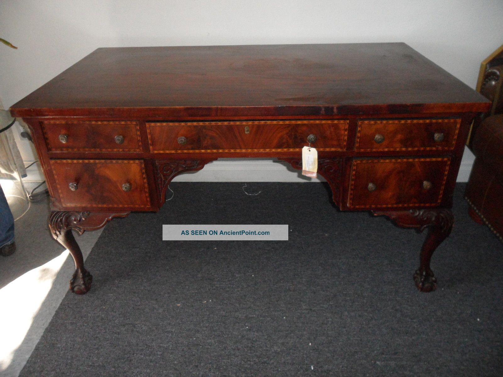 Early 1900 ' S Handmade Mahogany Partners Desk With Ball And Clawfeet Great Decor 1900-1950 photo