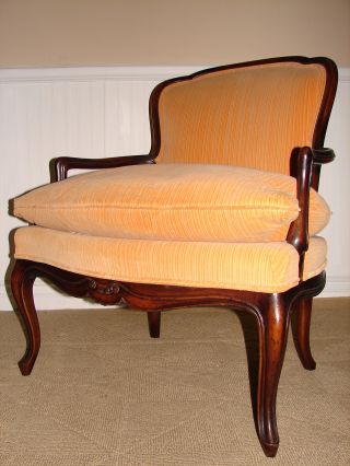 Vintage John Widdicomb French Louis Parlor Chair,  Upholstered Walnut Arm Chair photo