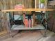 Vintage Industrial Birch Top Workbench Table Primitive Shabby Chic Unknown photo 3