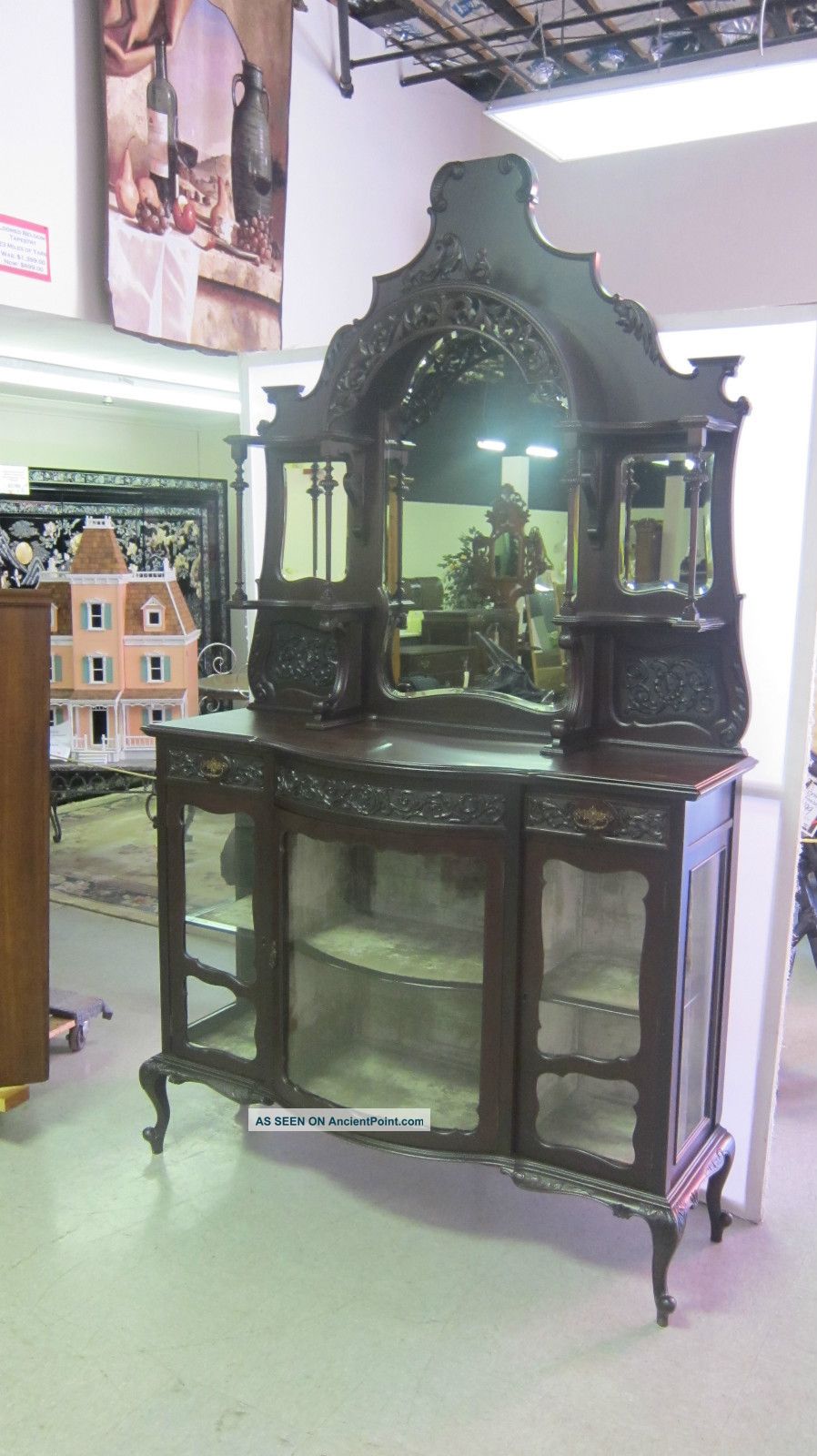 Gorgeous Antique Mahogany Bow Front Victorian Display Cabinet 1880 ' S Restored 1800-1899 photo