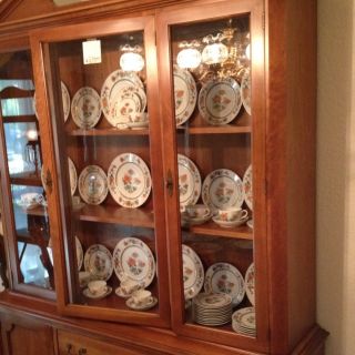 Century China Cabinet - Charles River Collection - Vintage Cherry Wood Soild photo