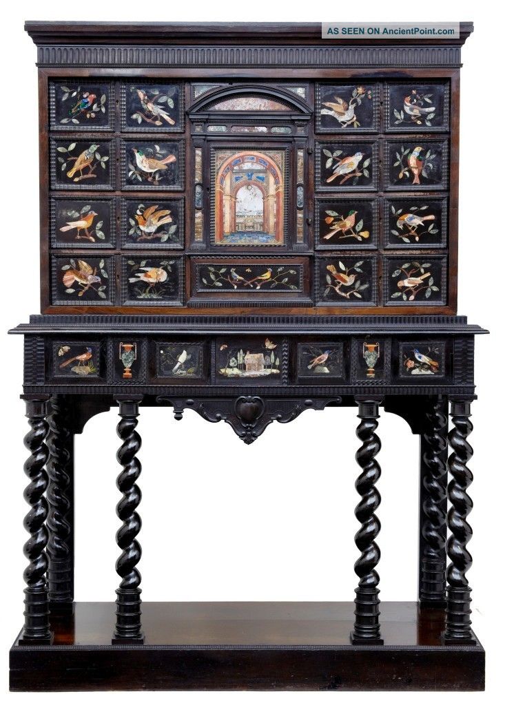 17th Century Antique Pietra Dura Cabinet On Stand Pre-1800 photo