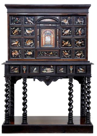 17th Century Antique Pietra Dura Cabinet On Stand photo