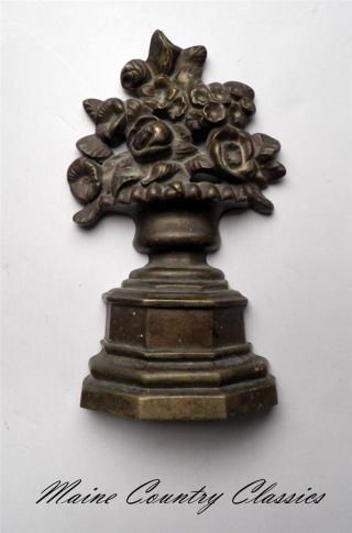 Antique Cast Brass & Cast Iron Single Bookend Bouquet Of Flowers In Urn Doorstop photo