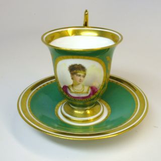 Early Sevres Signed Portrait Cabinet Cup And Saucer photo