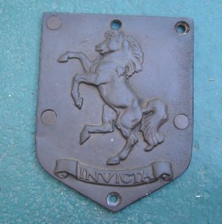 Antique Bronze Plaque Invicta Rearing Horse Kent England photo