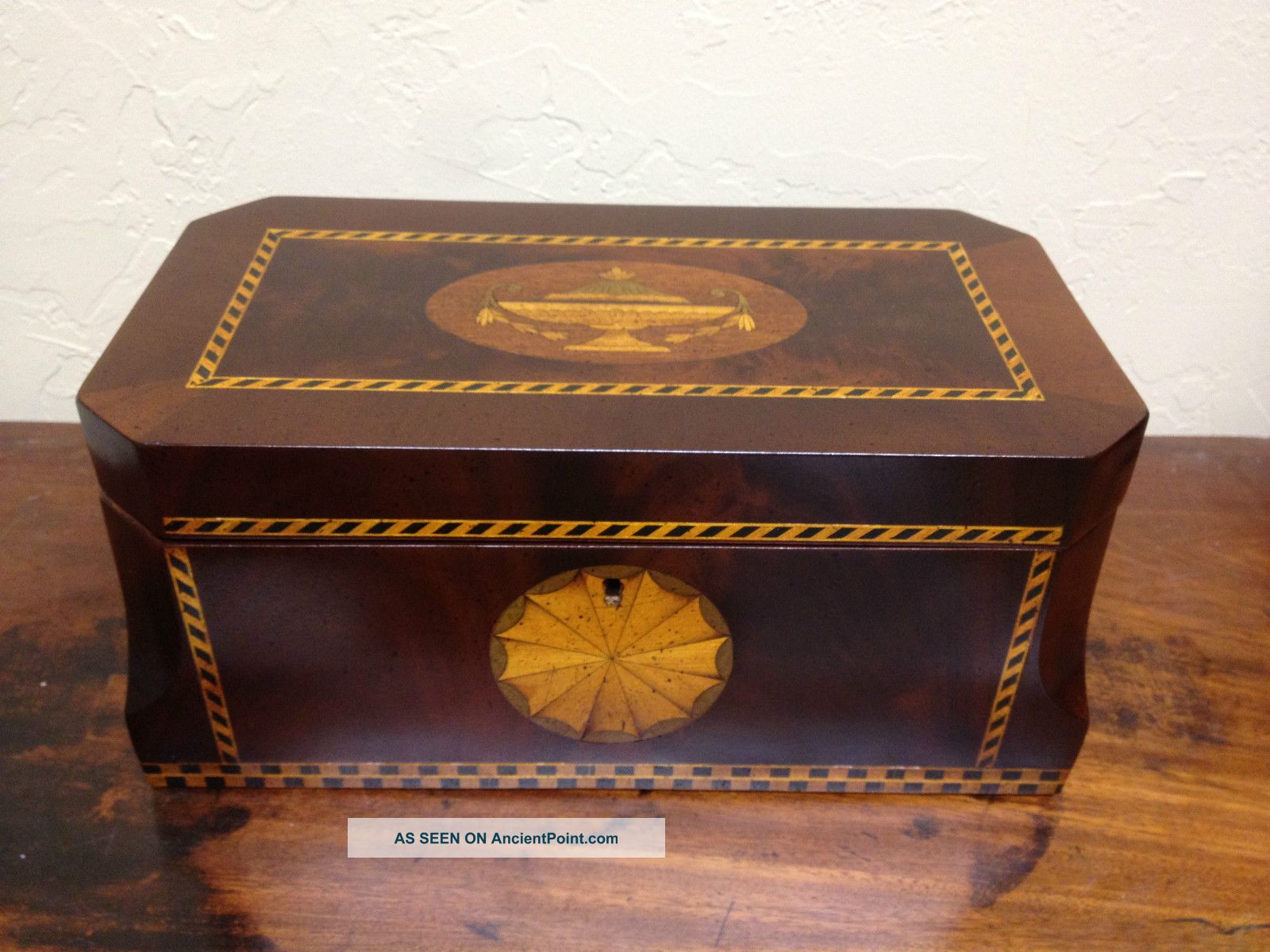 All Ca1820 Shell Inlay Tea Caddy Antique Box Boxes photo