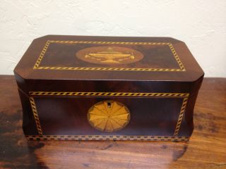 All Ca1820 Shell Inlay Tea Caddy Antique Box photo