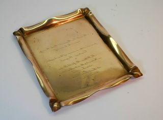 Vintage Tiffany Copper Wedding Invitation Engraving Plate Tray - Early 1900 ' S photo