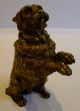 Antique English Gilded Brass Figural Inkwell - Dog With Glass Eyes Metalware photo 6