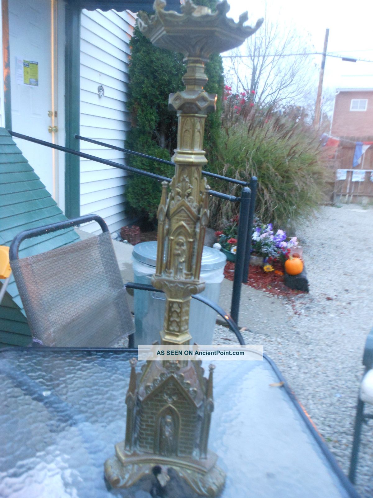 Set Of 2 Antique Church Candle Holders Metalware photo