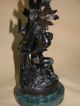 Pair Dark Bronze Spelter Figures Metalware photo 10
