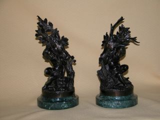 Pair Dark Bronze Spelter Figures photo