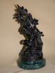 Pair Dark Bronze Spelter Figures Metalware photo 1