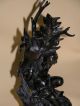 Pair Dark Bronze Spelter Figures Metalware photo 6
