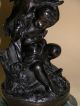 Pair Dark Bronze Spelter Figures Metalware photo 7