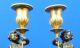 Antique Pair Of French Cherub Candleholders Bronze Marble Empire Style Putti Metalware photo 10