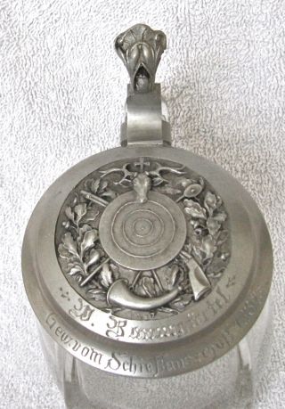 Antique 1930 German Hunting Beerstein St Hubertus Stag Rifle Horn Targetshield photo