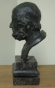 Fabulous 19th C Italian Grand Tour Bronze Bust Sculpture Homer Marble Pedestal Metalware photo 1