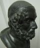 Fabulous 19th C Italian Grand Tour Bronze Bust Sculpture Homer Marble Pedestal Metalware photo 2