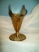 Antique Solid Brass Fan Vase,  Filigree,  Victorian Style Metalware photo 3