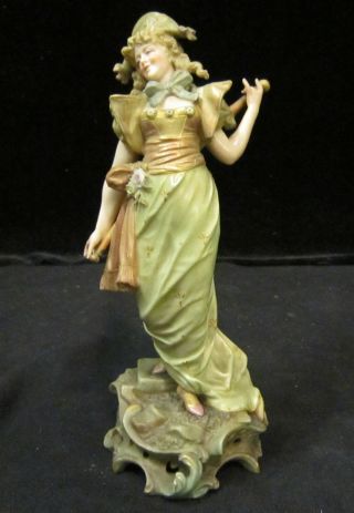 Antique Porcelain Nouveau Lady Figurine Vintage German Teplitz Amphora Vintage photo