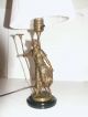 Electrified Antique Lamp Bronze Sculpture +lampshade Lamps photo 1