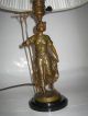 Electrified Antique Lamp Bronze Sculpture +lampshade Lamps photo 2