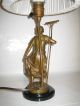 Electrified Antique Lamp Bronze Sculpture +lampshade Lamps photo 3