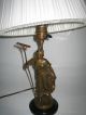 Electrified Antique Lamp Bronze Sculpture +lampshade Lamps photo 6