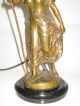 Electrified Antique Lamp Bronze Sculpture +lampshade Lamps photo 7