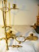 Vintage Pr Brass Tri Paw Footed Adjustable Double Candlesticks Candelabras 15 