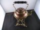 Antique Copper & Brass Ornate Kettle W Burner Base,  Unusual Stand,  Hand Made Metalware photo 1