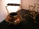 Antique Copper & Brass Ornate Kettle W Burner Base,  Unusual Stand,  Hand Made Metalware photo 6