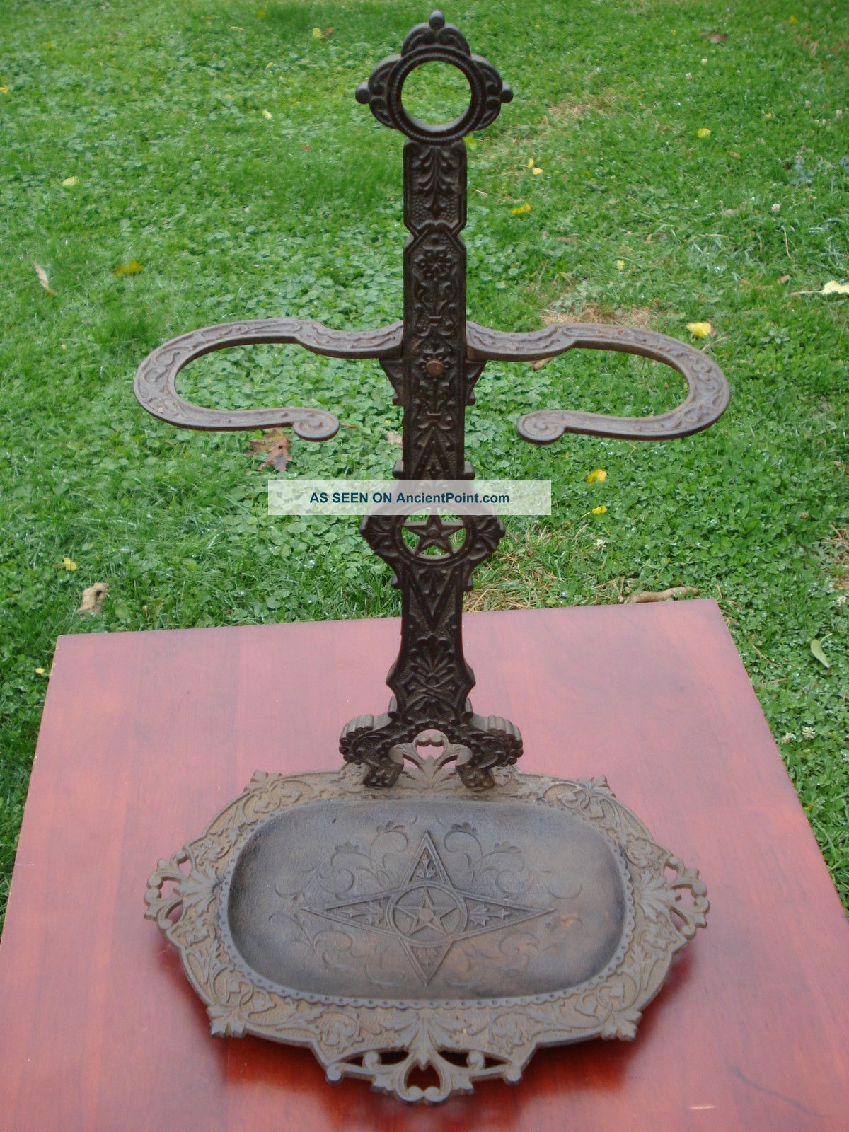 Antique Ornate Victorian Cast Iron Umbrella Stand Metalware photo