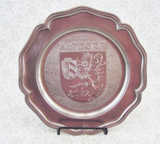 Vintage Swiss Pewter Wall Hanging Plate Creat - Coat Of Arms - - Very Attractive photo