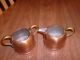 Old Copper Turkish ? Sugar And Creamer Cups W/ Brass Handles Rare Metalware photo 9