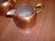 Old Copper Turkish ? Sugar And Creamer Cups W/ Brass Handles Rare Metalware photo 1