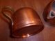 Old Copper Turkish ? Sugar And Creamer Cups W/ Brass Handles Rare Metalware photo 5