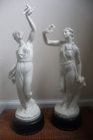 Pr Antique 1850 ' S Royal Worcester Parian Parianware Signed James Hadley Statues photo