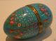 Stunning Antique Large Hand Painted Enamel Egg Box Metalware photo 2