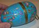 Stunning Antique Large Hand Painted Enamel Egg Box Metalware photo 6